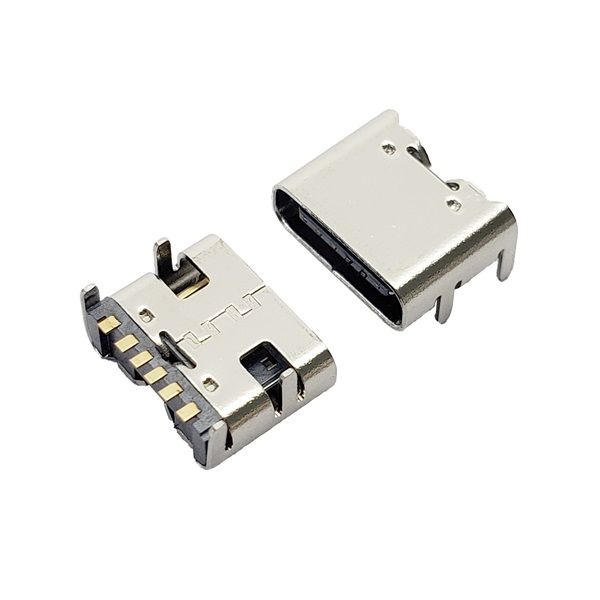 USB 3.1 TYPE-C母座6PIN 板上型 四脚插板    6.5 6.8mm