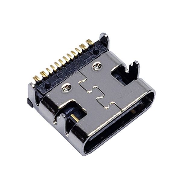 USB 3.1 TYPE-C母座16PIN 板上型 四脚插板 有弹后铆压