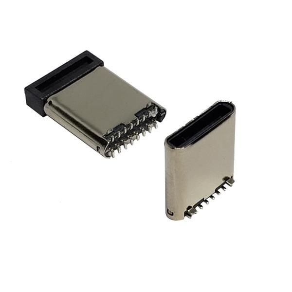 TYPE-C公头 180度立式贴片焊线式 短体7.2mm 16PIN