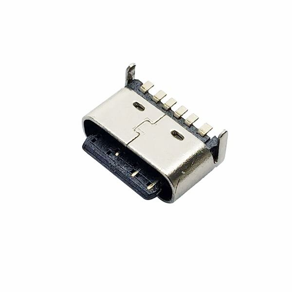 TYPE-C母座6PIN 板上型 后两脚插板 5.0 5.5