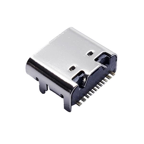 TYPE-C母座16PIN 板上型 四脚插板 无弹片后铆压 有柱