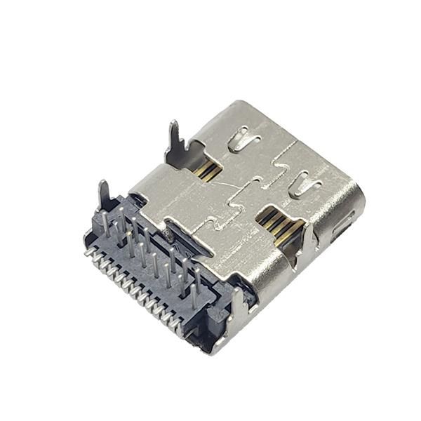 USB 3.1 TYPE-C 母座24P四脚插板 前插后贴 长款