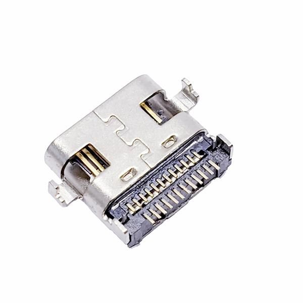 TYPE-C母座24P沉板双排贴片 沉板0.8  后盖六个孔