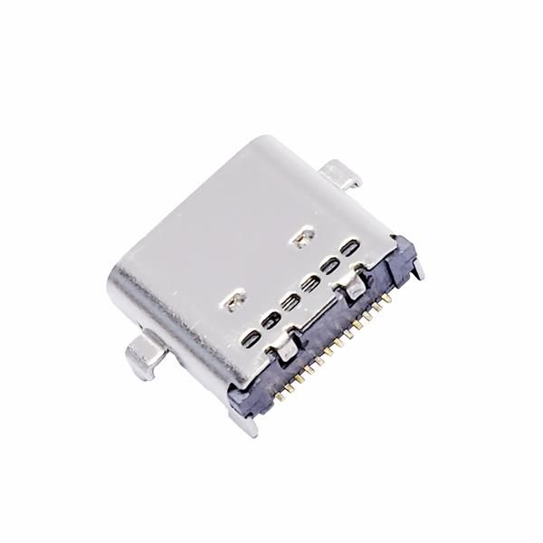 TYPE-C母座24P沉板双排贴片 沉板0.8  后盖六个孔