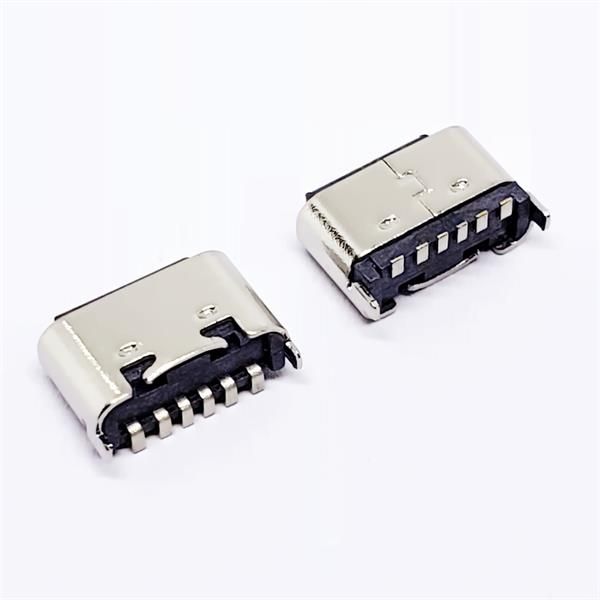 TYPE C母座6P立式SMT 高度5.0/5.5mm