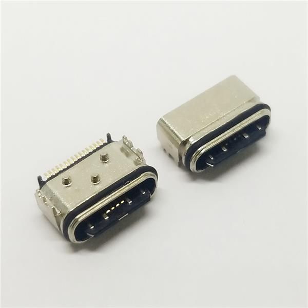 USB 3.1 TYPE-C防水母座 板上型单排贴片16PIN 超短体5.4 舌片外露