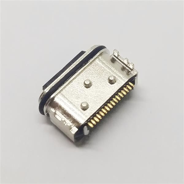USB 3.1 TYPE-C防水母座 板上型单排贴片16PIN 超短体5.4 舌片外露