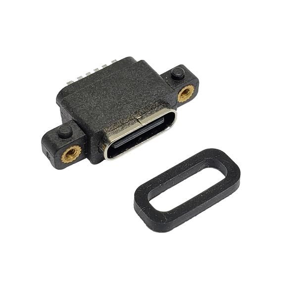 USB 3.1 TYPE-C防水母座 沉板6PIN 防尘6级 防水7级=IP67