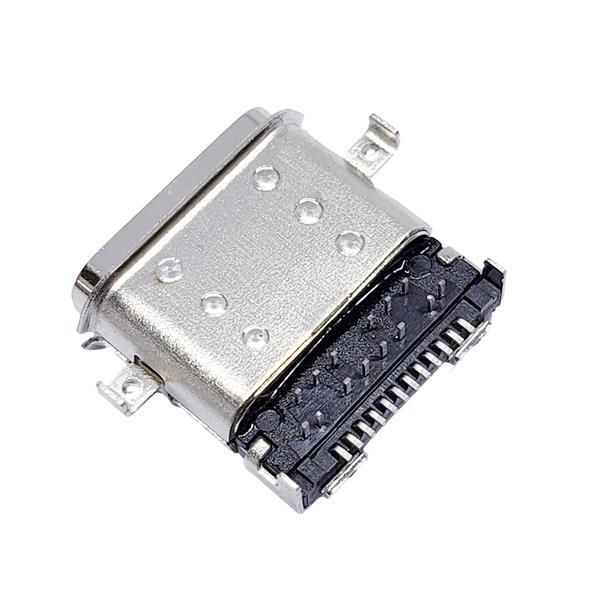 USB 3.1 TYPE-C母座防水24PIN 前两脚插板 前插后贴 沉板0.8