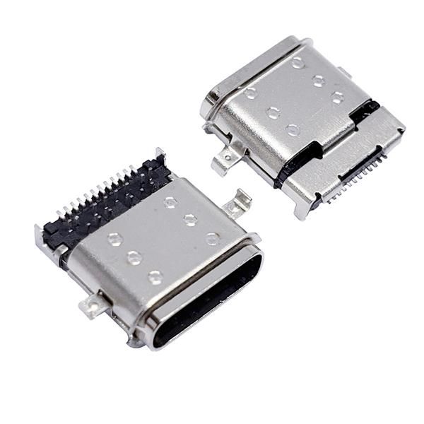 USB 3.1 TYPE-C母座防水24PIN 前两脚插板 前插后贴 沉板0.8